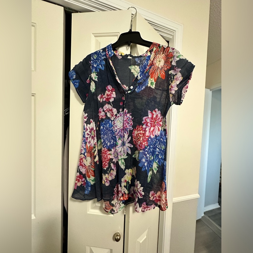 3 for $5 Sheer floral top size L
